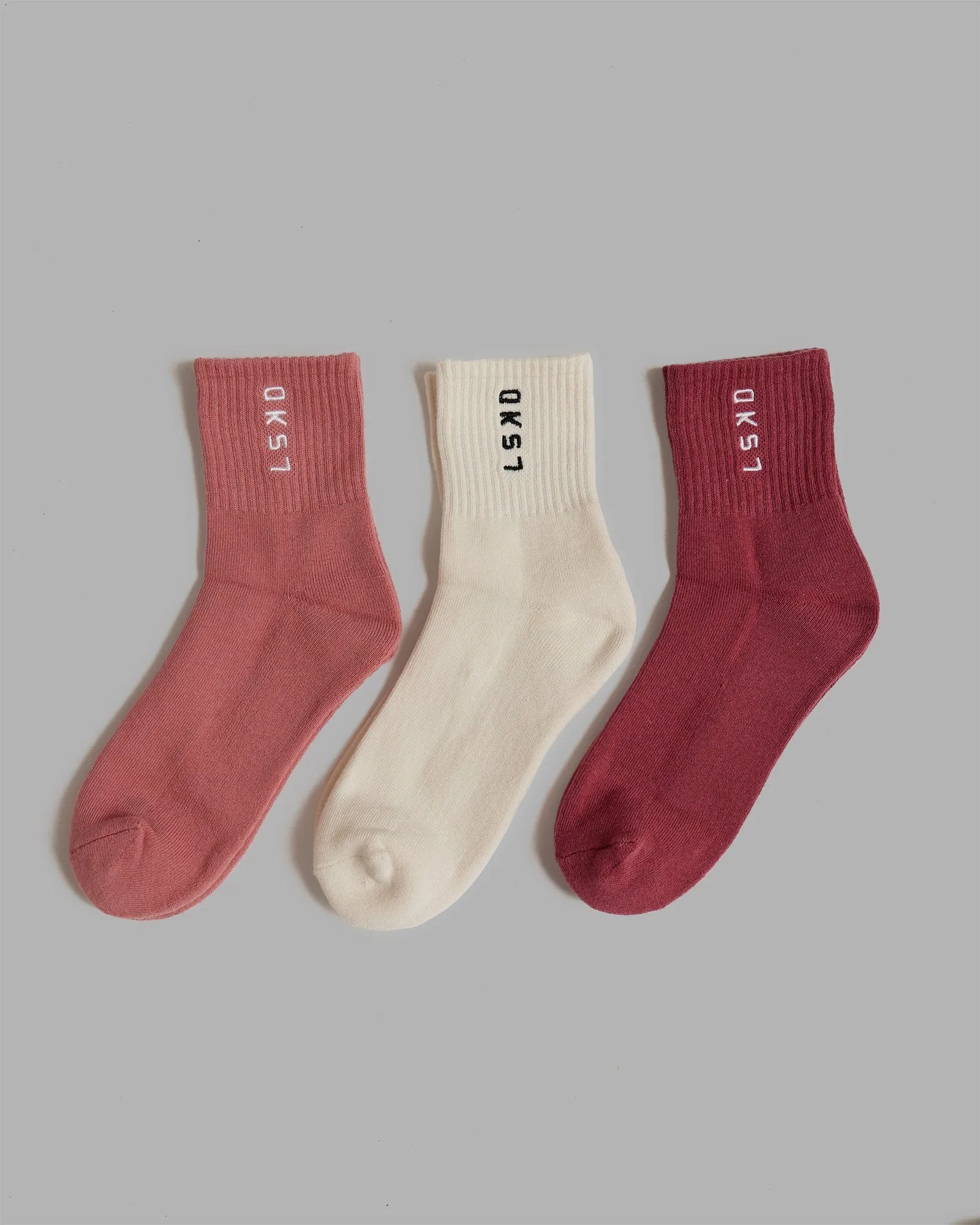 Signal 3 Pack Quarter Socks - Old Rose-Dry Rose-Off White sold by LSKD product image thumbnail 5