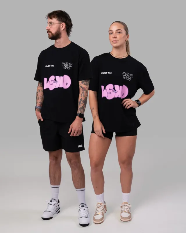 Unisex Journey FLXCotton Tee Oversize - Black-Bubble Gum sold by LSKD