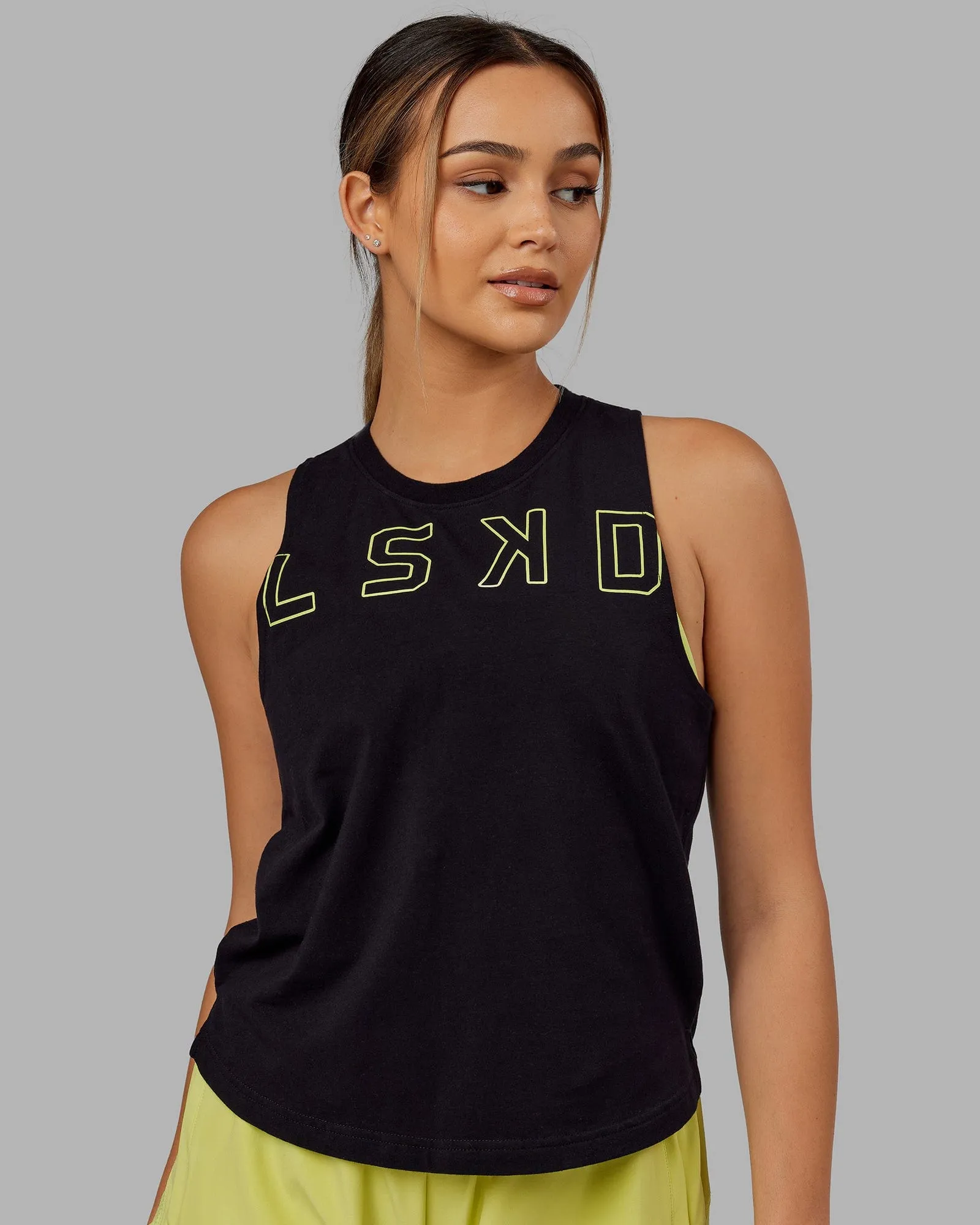 Expand FLXCotton Tank - Black-Citrus Green sold by LSKD
