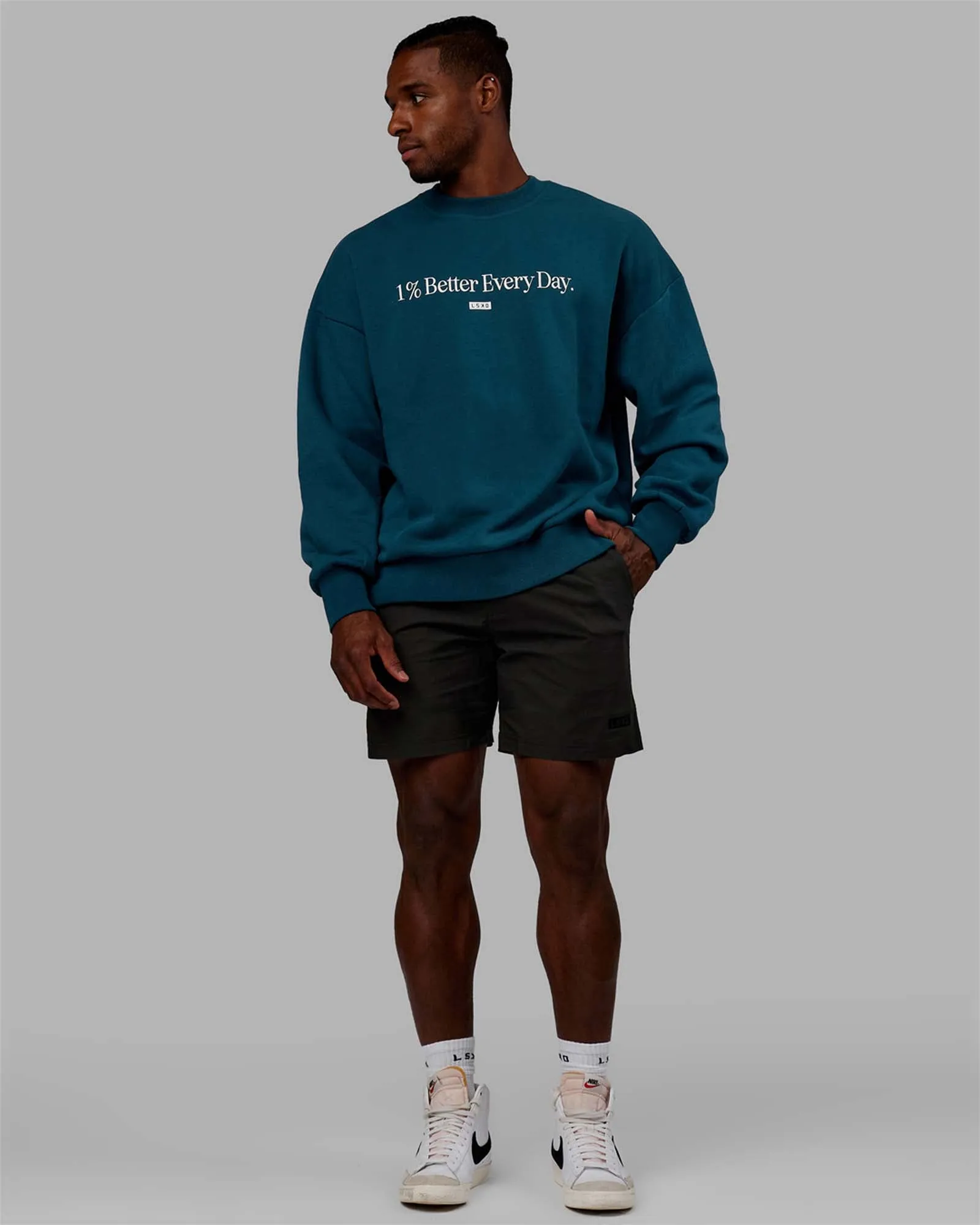 Unisex 1% Better Sweater Oversize - Deep Lagoon-White sold by LSKD product image thumbnail 3