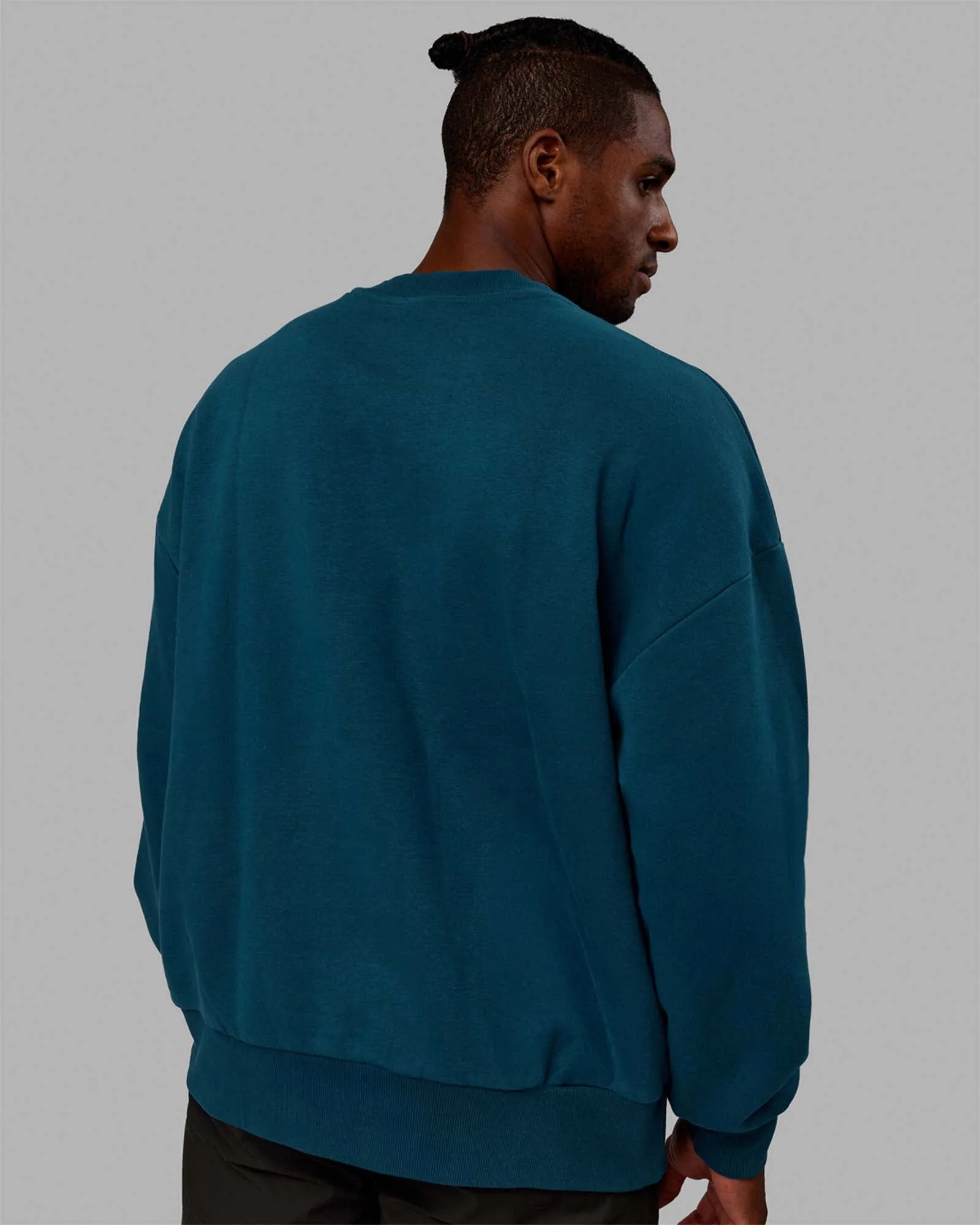 Unisex 1% Better Sweater Oversize - Deep Lagoon-White sold by LSKD product image thumbnail 4
