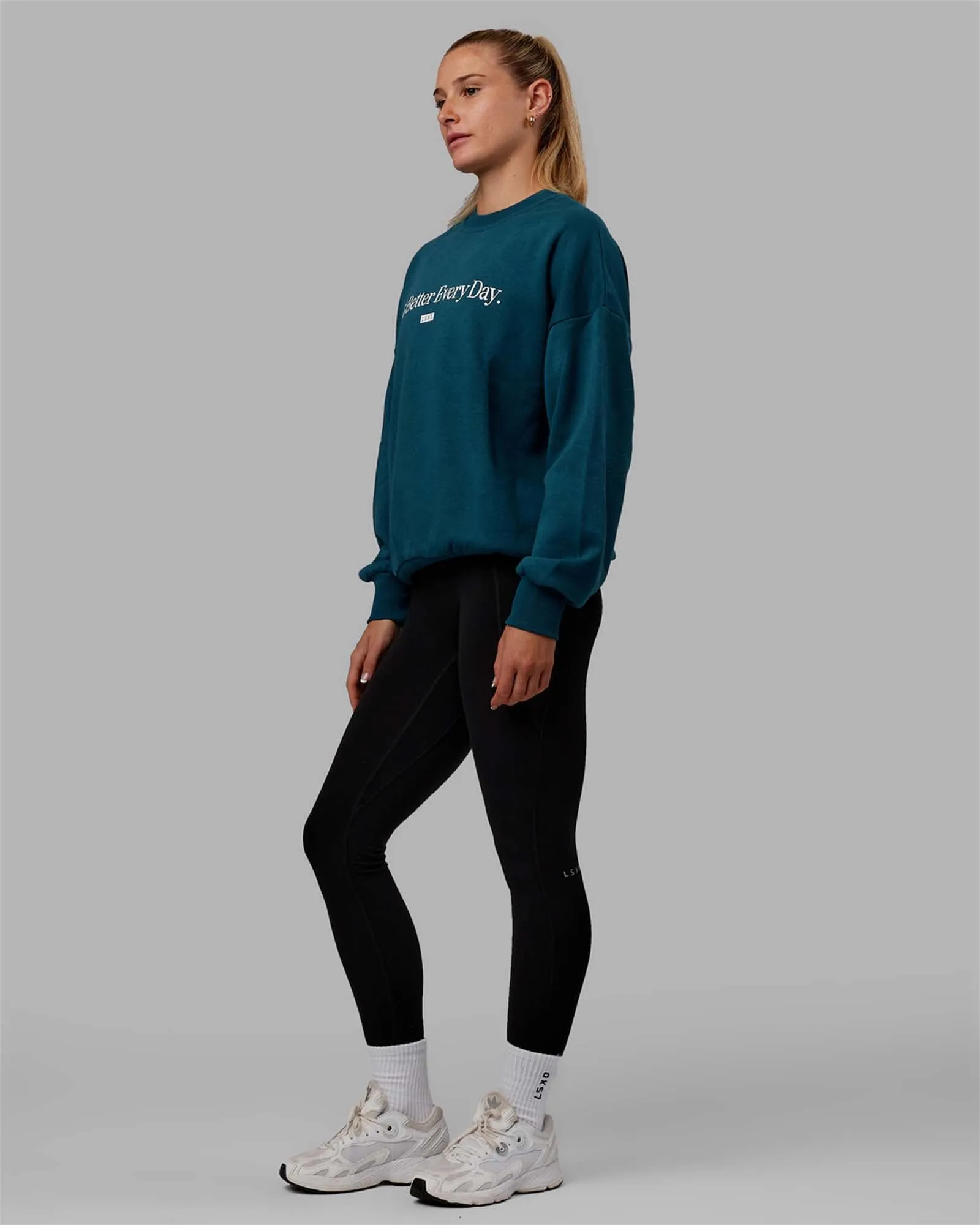 Unisex 1% Better Sweater Oversize - Deep Lagoon-White sold by LSKD product image thumbnail 5