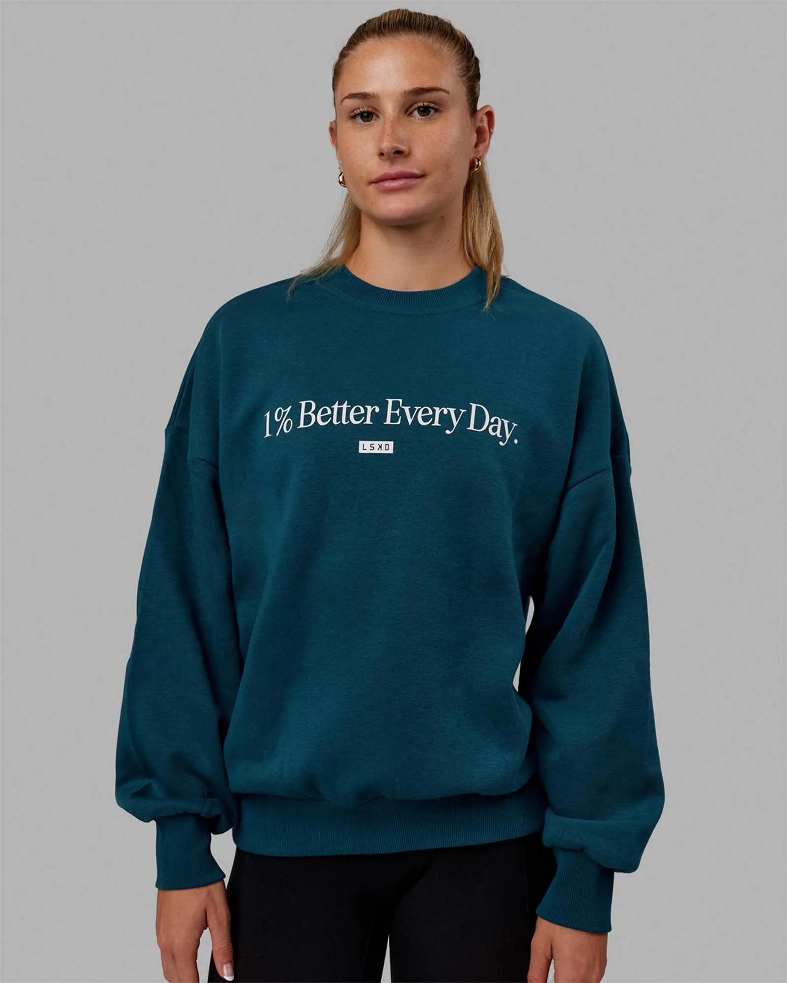 Unisex 1% Better Sweater Oversize - Deep Lagoon-White sold by LSKD product image thumbnail 2
