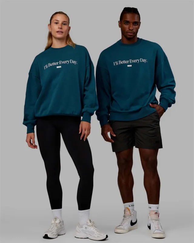 Unisex 1% Better Sweater Oversize - Deep Lagoon-White made by LSKD