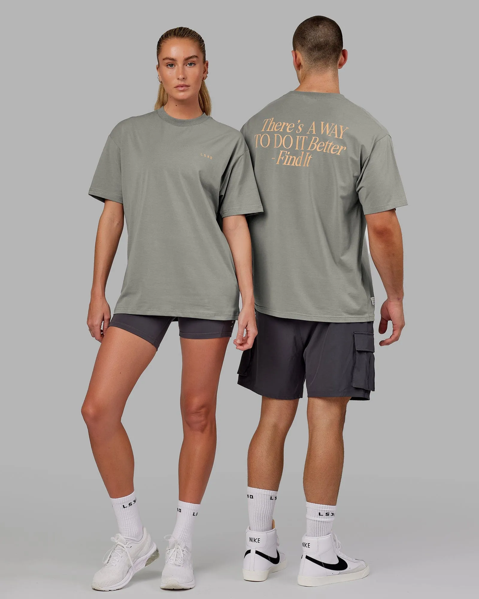 Unisex VS4 FLXCotton Tee Oversize - Graphite-Tangerine sold by LSKD