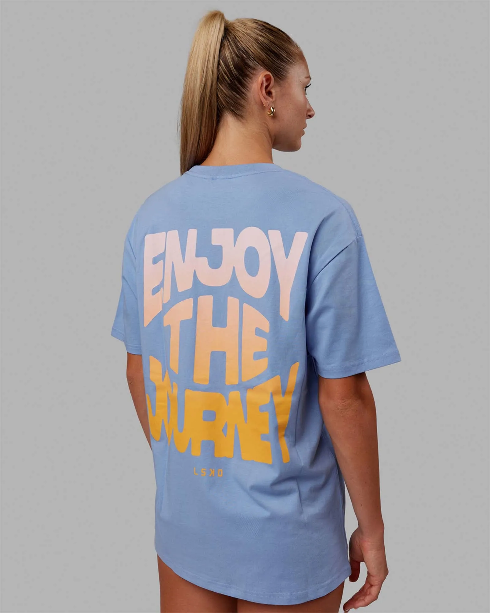 Unisex E.T.J FLXCotton Tee Oversize - Arctic Blue-Pop Pink sold by LSKD product image thumbnail 2