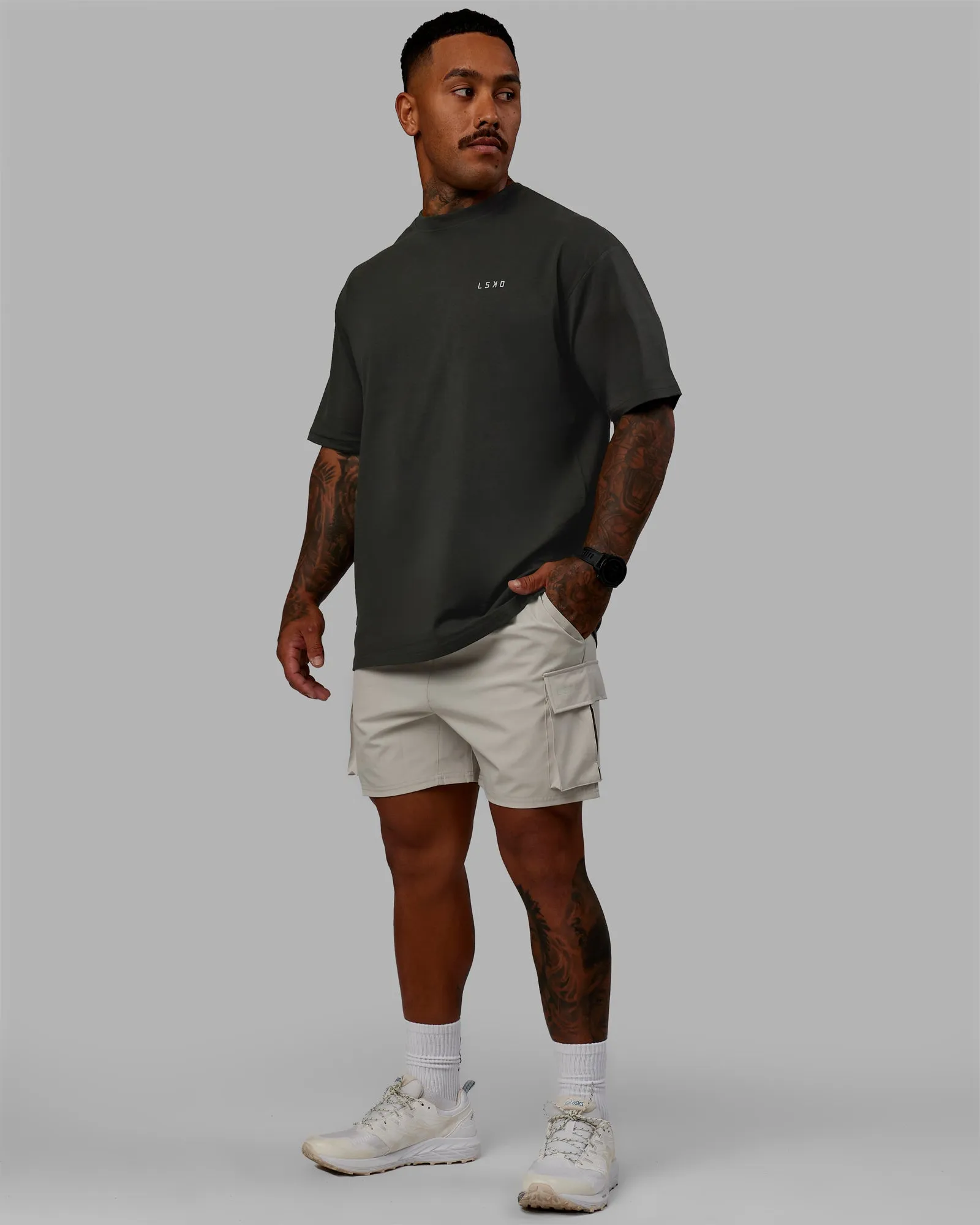 Unisex VS1 FLXCotton Tee Oversize - Pirate Black-Circular Grey sold by LSKD product image thumbnail 4