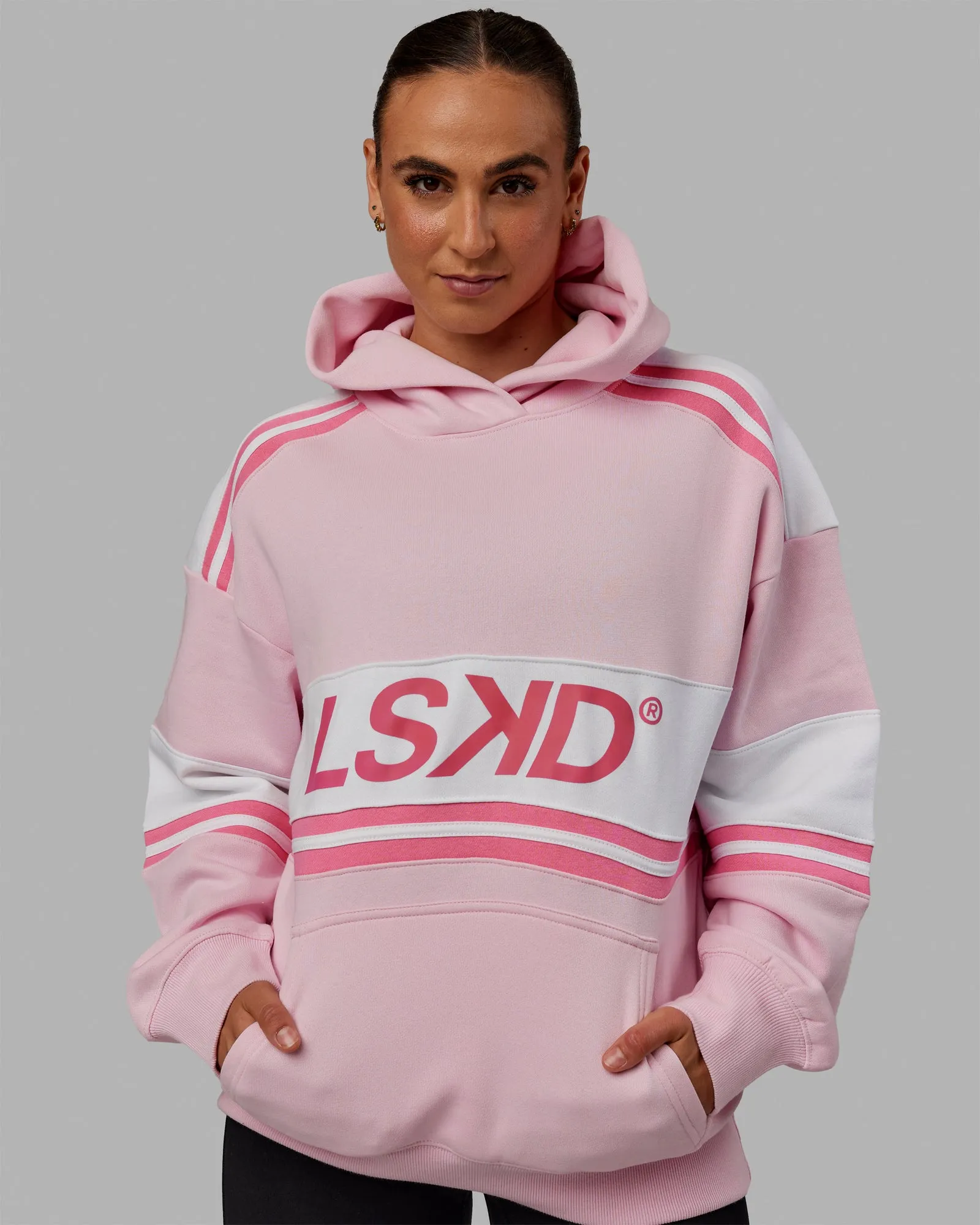 Unisex A-Team Hoodie Oversize - Petal Pink-White sold by LSKD product image thumbnail 2