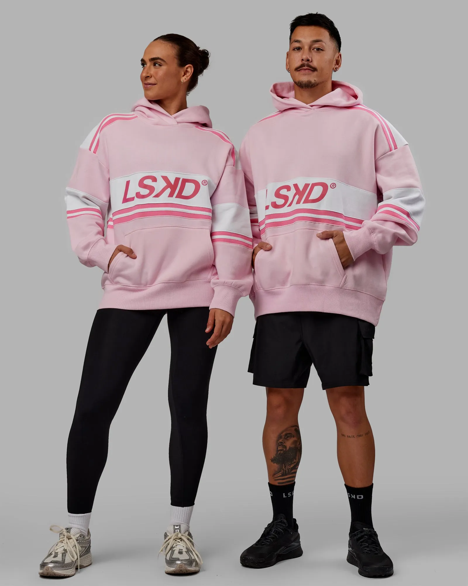 Unisex A-Team Hoodie Oversize - Petal Pink-White sold by LSKD