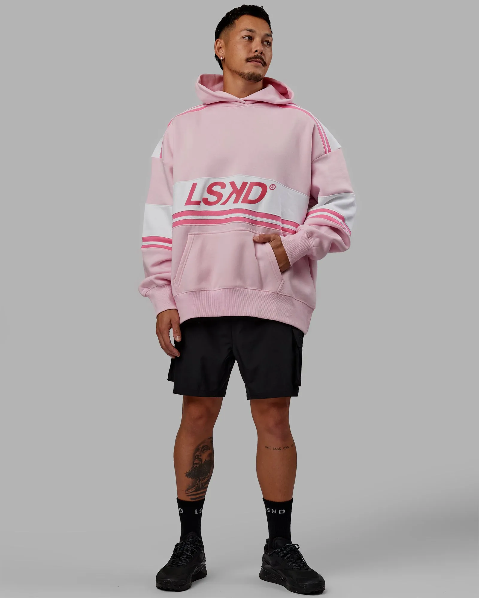 Unisex A-Team Hoodie Oversize - Petal Pink-White sold by LSKD product image thumbnail 3