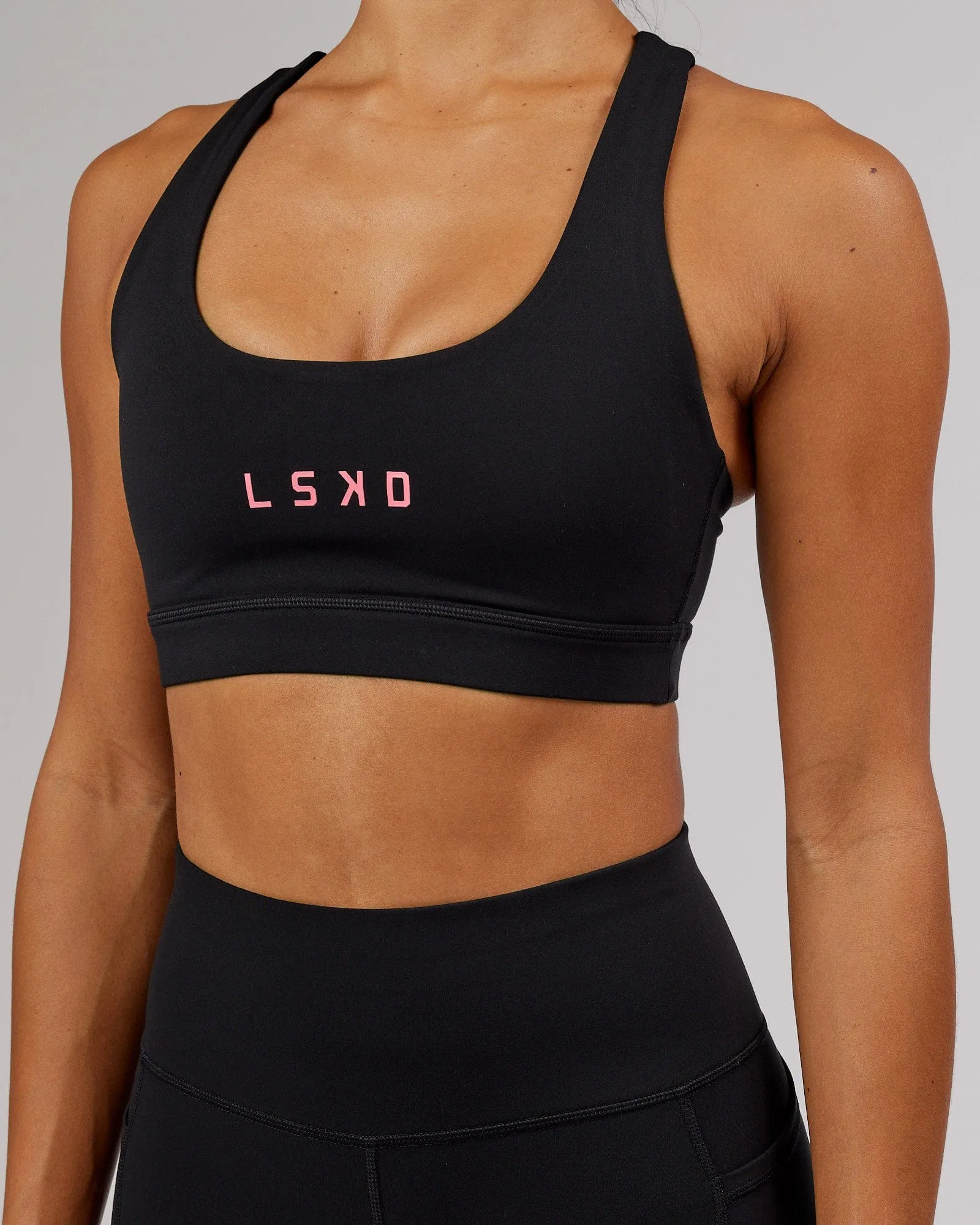 Rep Sports Bra Small Logo - Black-Flamingo sold by LSKD product image thumbnail 4