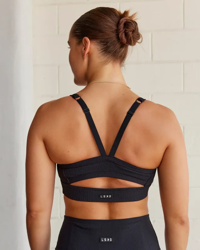 Momentum Ribbed Sports Bra - Black sold by LSKD