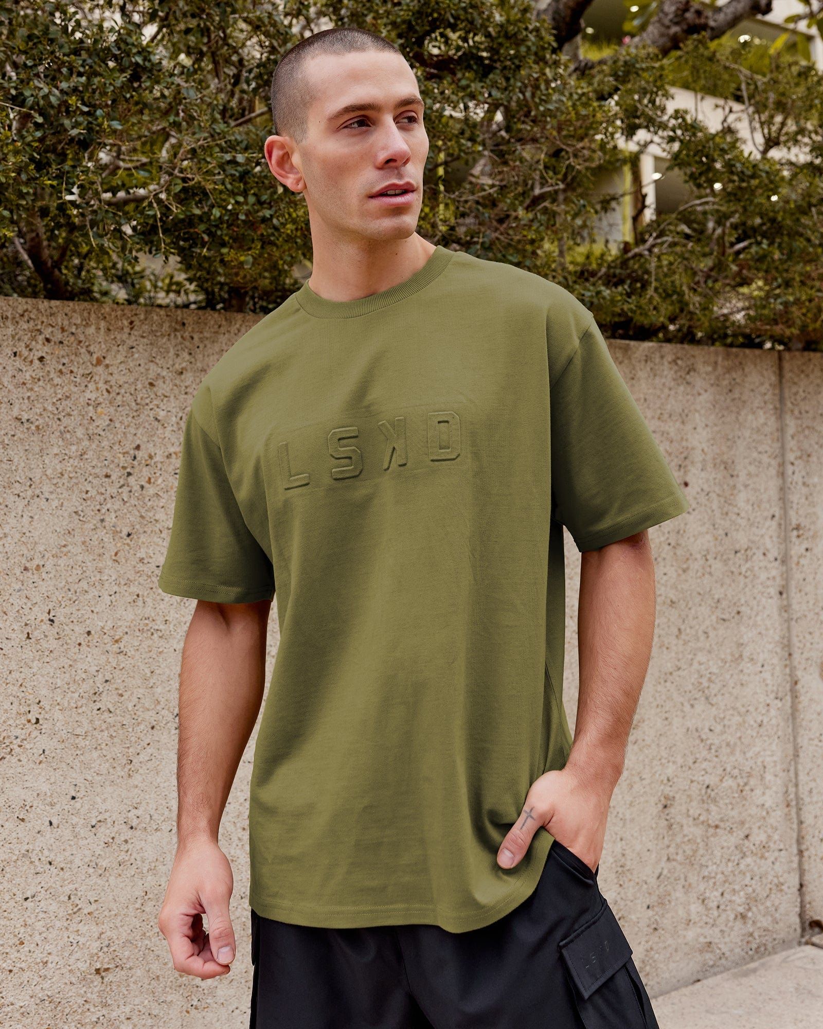 Unisex Stamped Heavyweight Tee Oversize - Moss Stone sold by LSKD product image thumbnail 2
