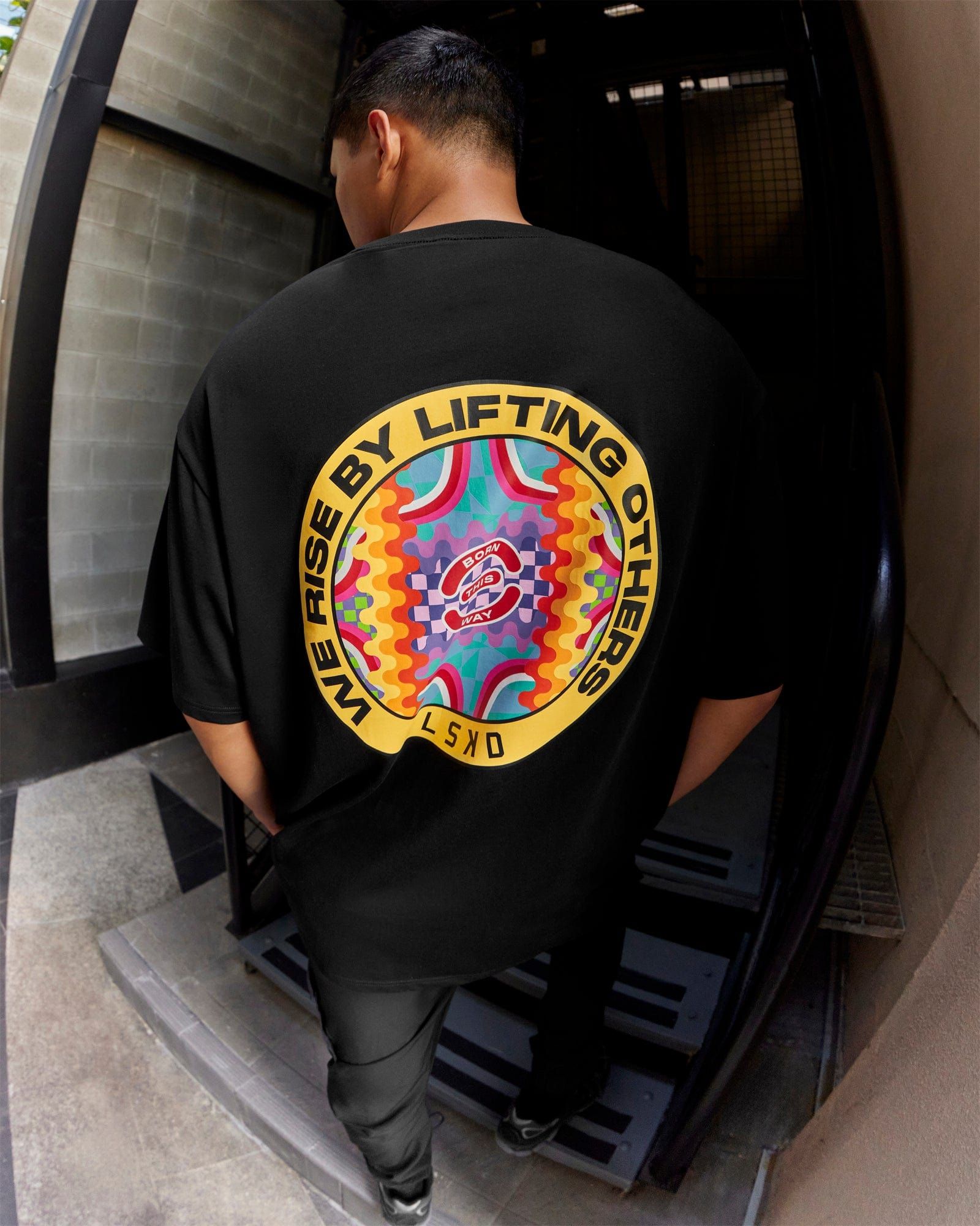 Unisex We Rise Together FLXCotton Tee Oversize - Black sold by LSKD product image thumbnail 2