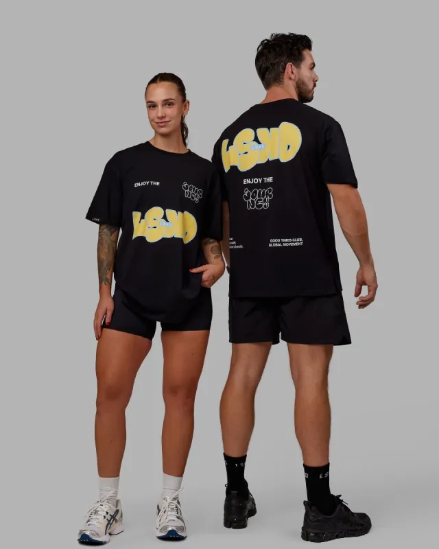 Unisex Journey FLXCotton Tee Oversize - Black-Yellow sold by LSKD