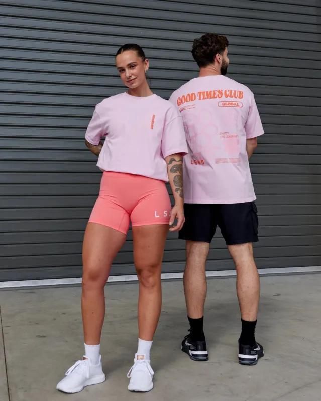 Unisex Good Times Global Heavyweight Tee Oversize - Marshmallow-Pink-Orange sold by LSKD