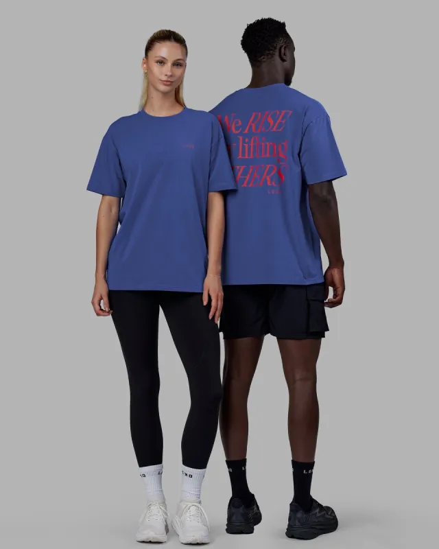 Unisex Lift-Up FLXCotton Tee Oversize - Power Cobalt-Red sold by LSKD