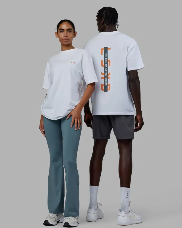 Unisex Strike Through FLXCotton Tee Oversize - White-Tangerine sold by LSKD