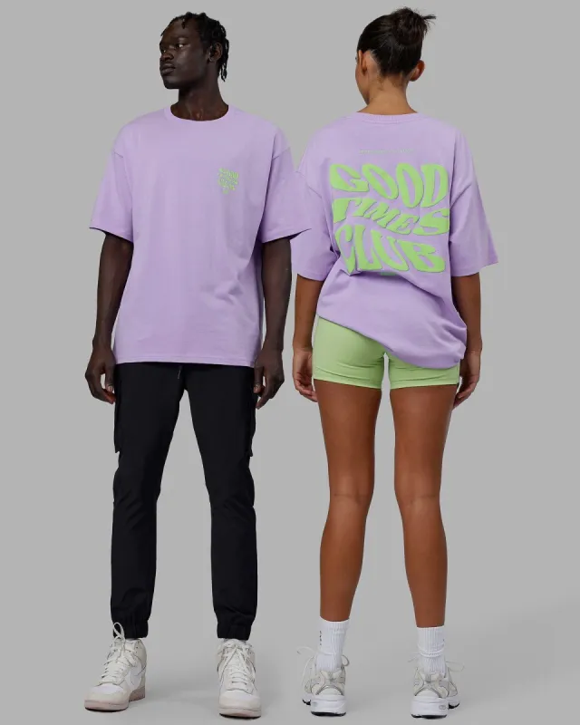 Unisex Good Times Heavyweight Tee Oversize - Pale Lilac-Paradise Green sold by LSKD