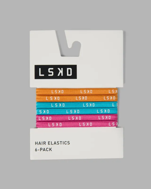 Miami24 Hair Elastics 6 Pack - Ultra Pink-Pacific Blue-Melon sold by LSKD