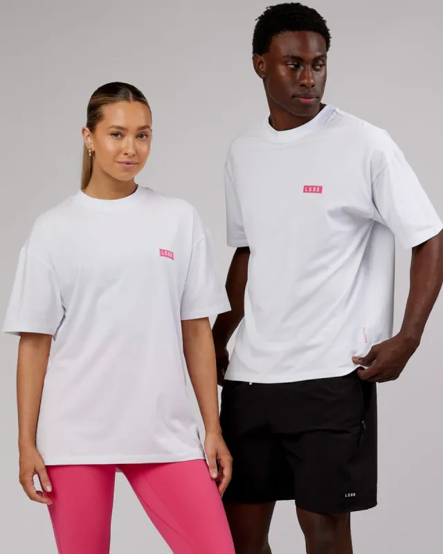 Unisex Iconic FLXCotton Tee Oversize - White-Pink sold by LSKD