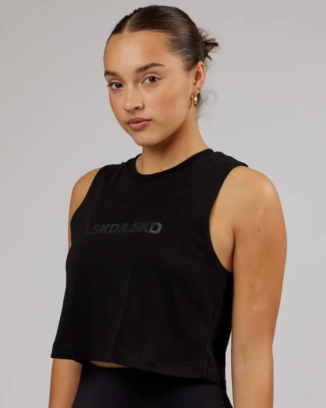 Speedway FLXCotton Cropped Tank - Black sold by LSKD