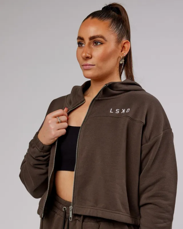 Bridge Zip Through Hoodie - Walnut sold by LSKD