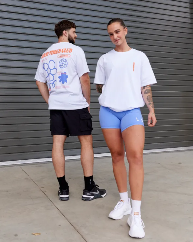 Unisex Good Times Global Heavyweight Tee Oversize - White-Red-Purple sold by LSKD