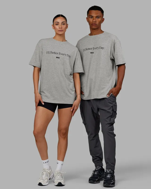 Unisex 1% Better FLXCotton Tee Oversize - Light Grey Marl-Black sold by LSKD