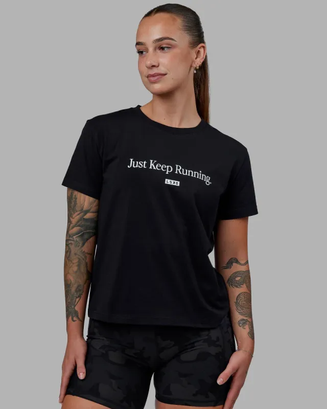 Just Keep Running FLXCotton Tee - Black-White sold by LSKD