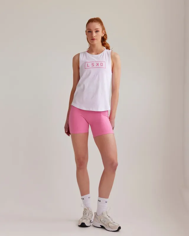 Luna Tank - White-Pink Rose sold by LSKD