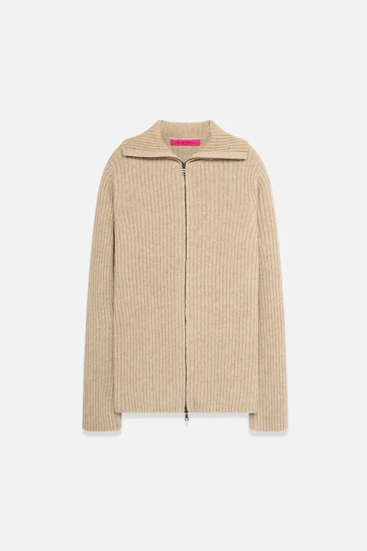 Martha Rib Full Zip Cardigan made by The Elder Statesman