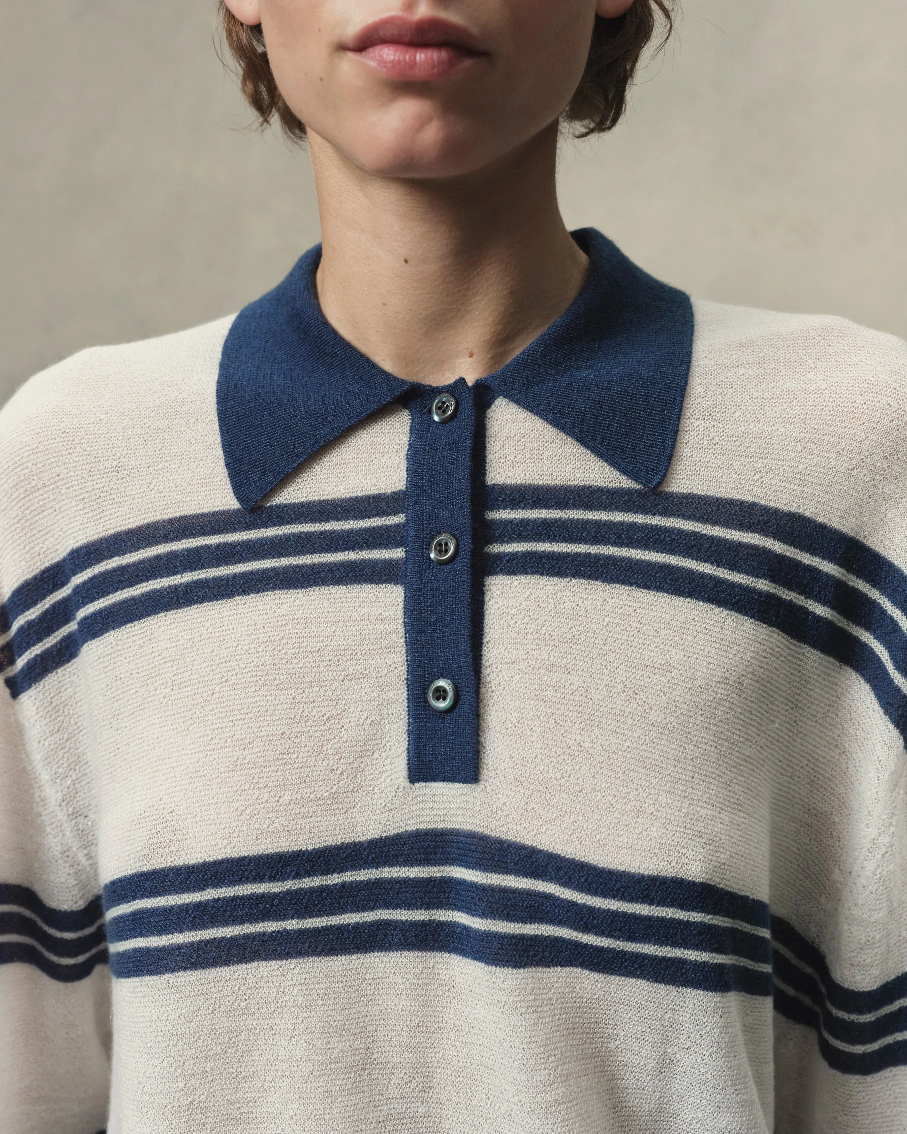 Stripe Mohair Long Sleeve Polo sold by The Elder Statesman product image thumbnail 2