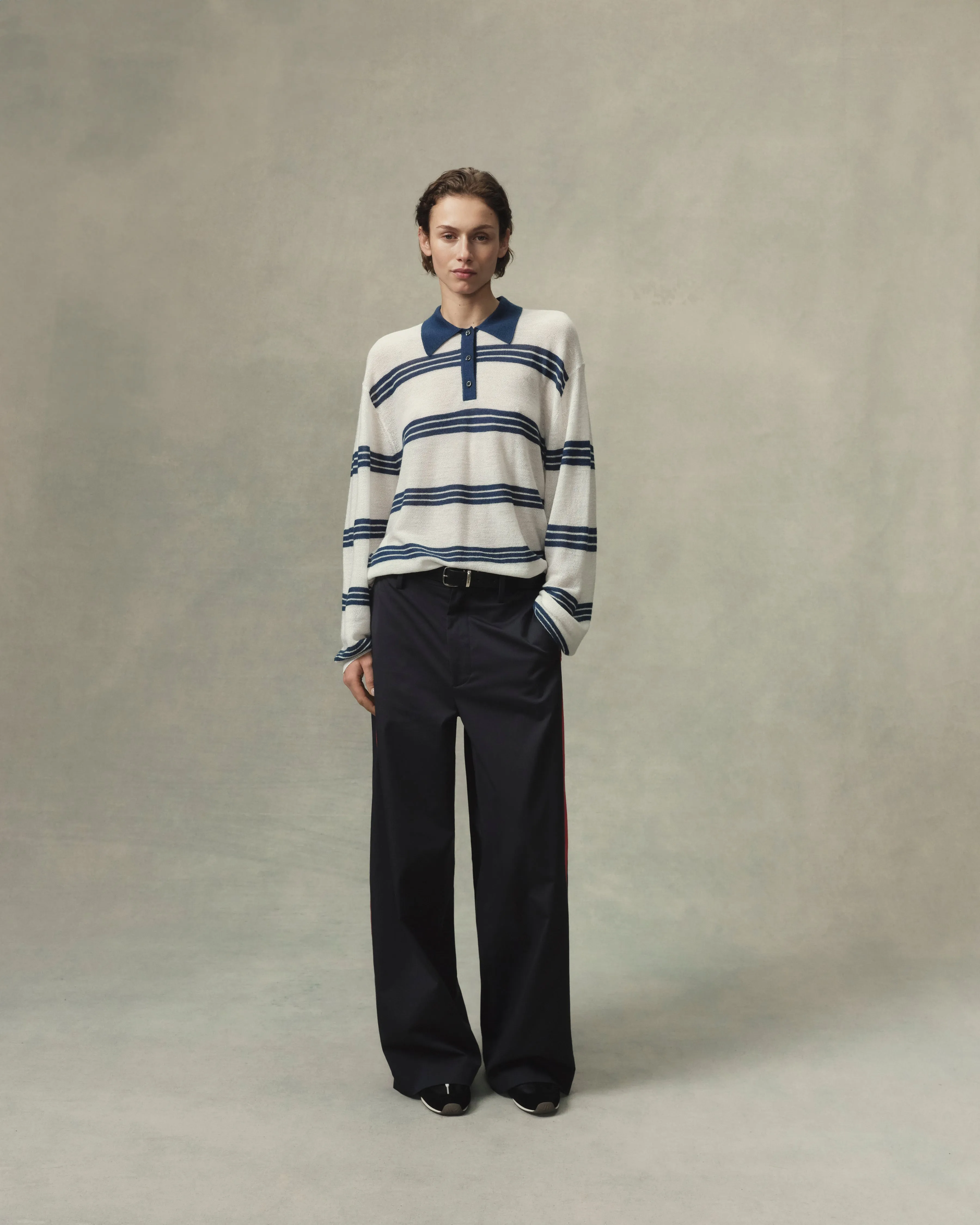 Stripe Mohair Long Sleeve Polo sold by The Elder Statesman product image thumbnail 3