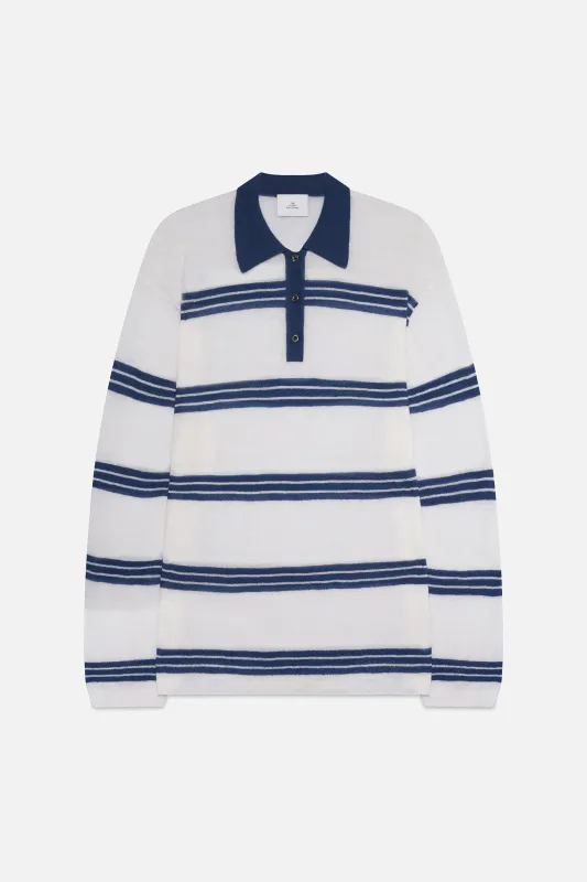 Stripe Mohair Long Sleeve Polo made by The Elder Statesman