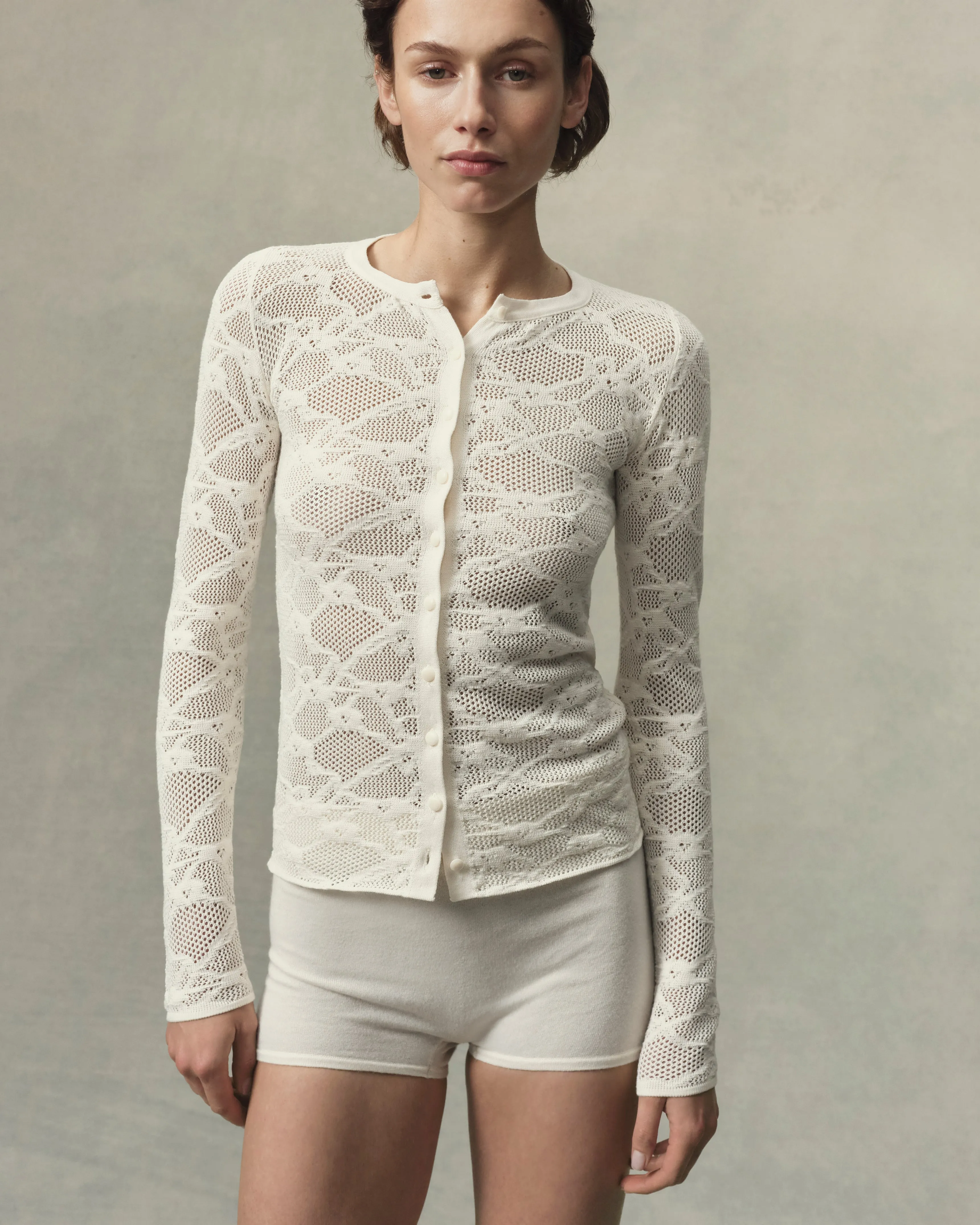 Pointelle Fitted Cardigan sold by The Elder Statesman product image thumbnail 2