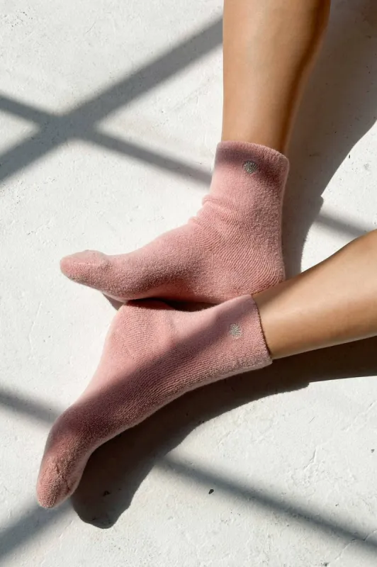 Le Bon Shoppe | Embroidered Cloud Socks - Pink Rosé + Silver Seashell sold by Fort