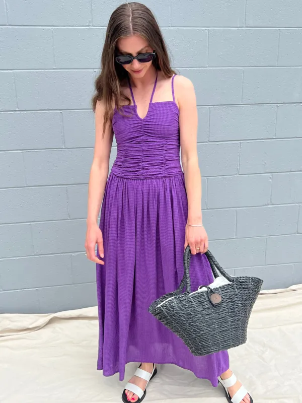 Yerse | Long Draped Dress - Purple sold by Fort