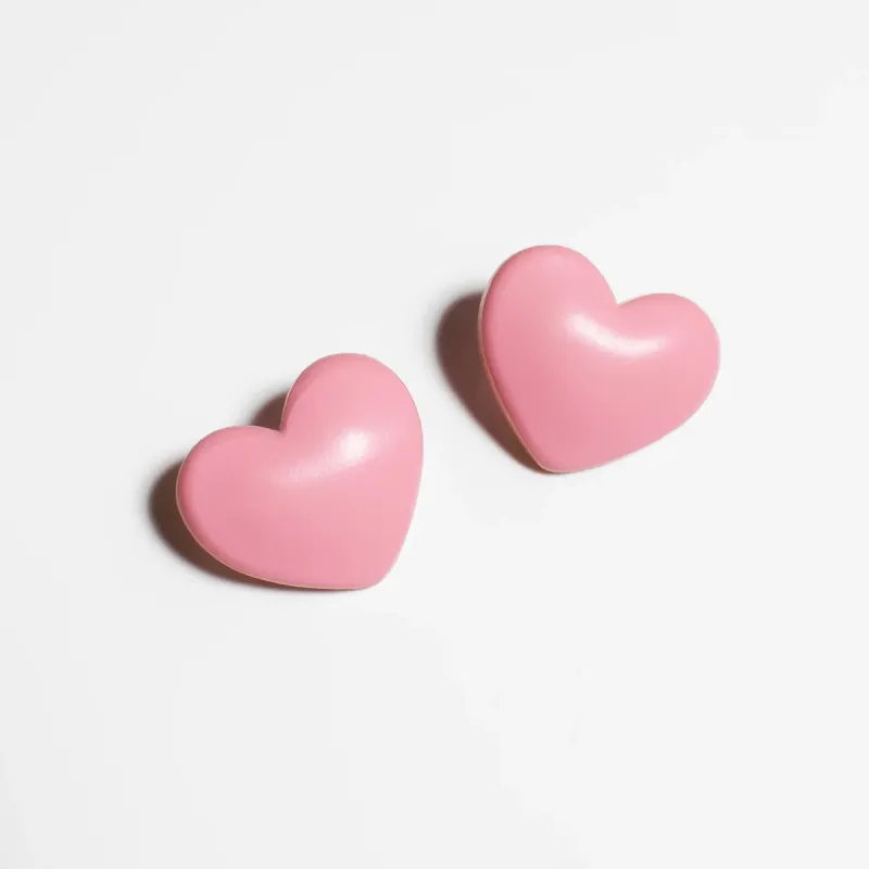 Woll | Puffy Heart Earrings - Pink sold by Fort