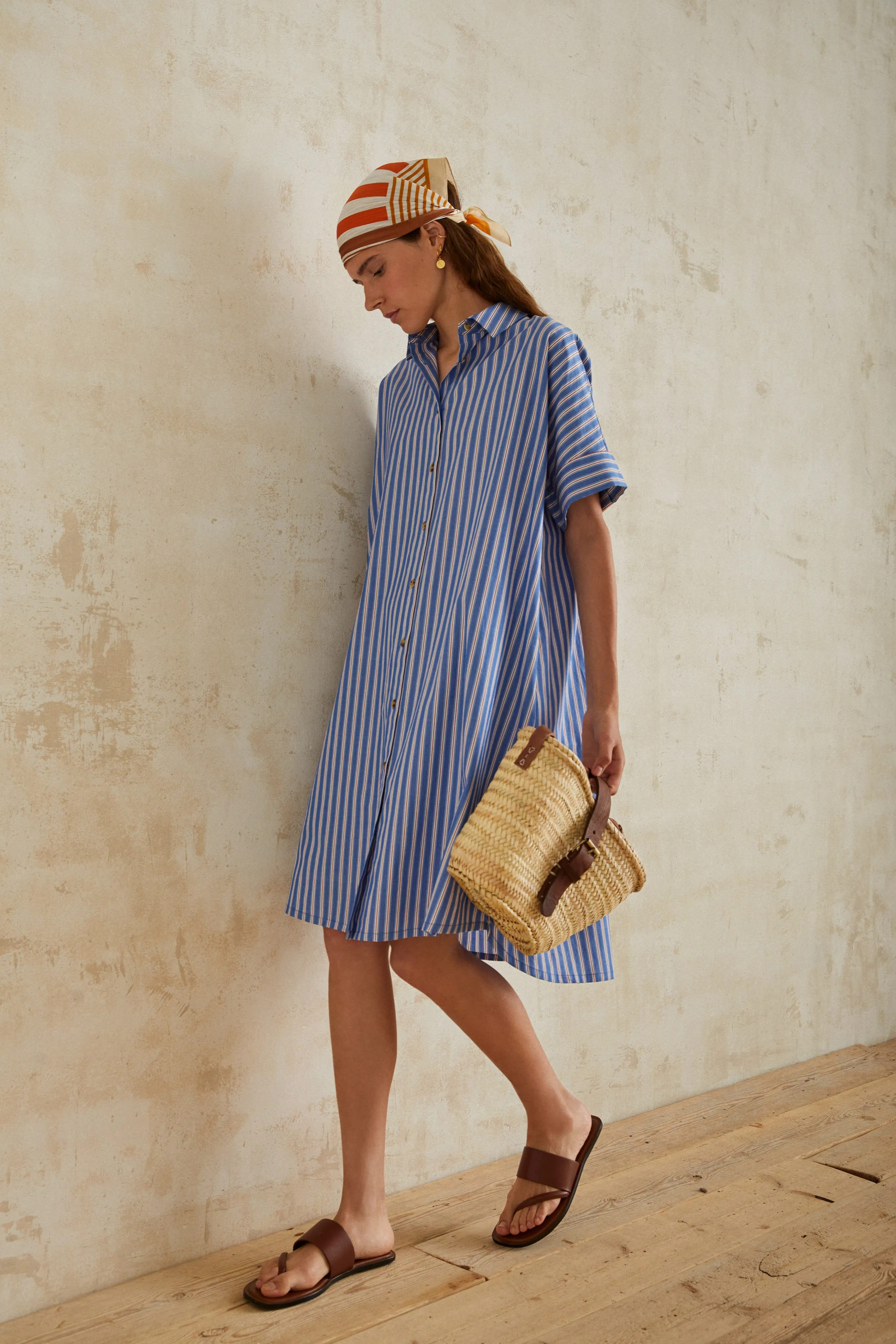 Yerse | Shirt Dress - Blue Stripe sold by Fort