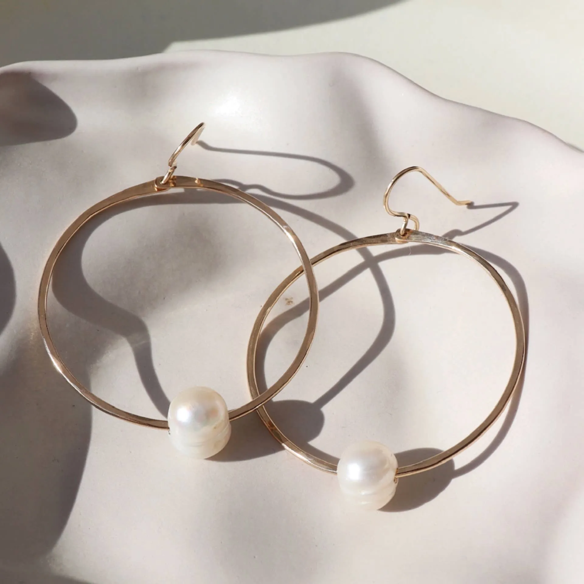 Token Jewelry | Pearl Hoops - 14k Rose Gold Fill sold by Fort product image thumbnail 2