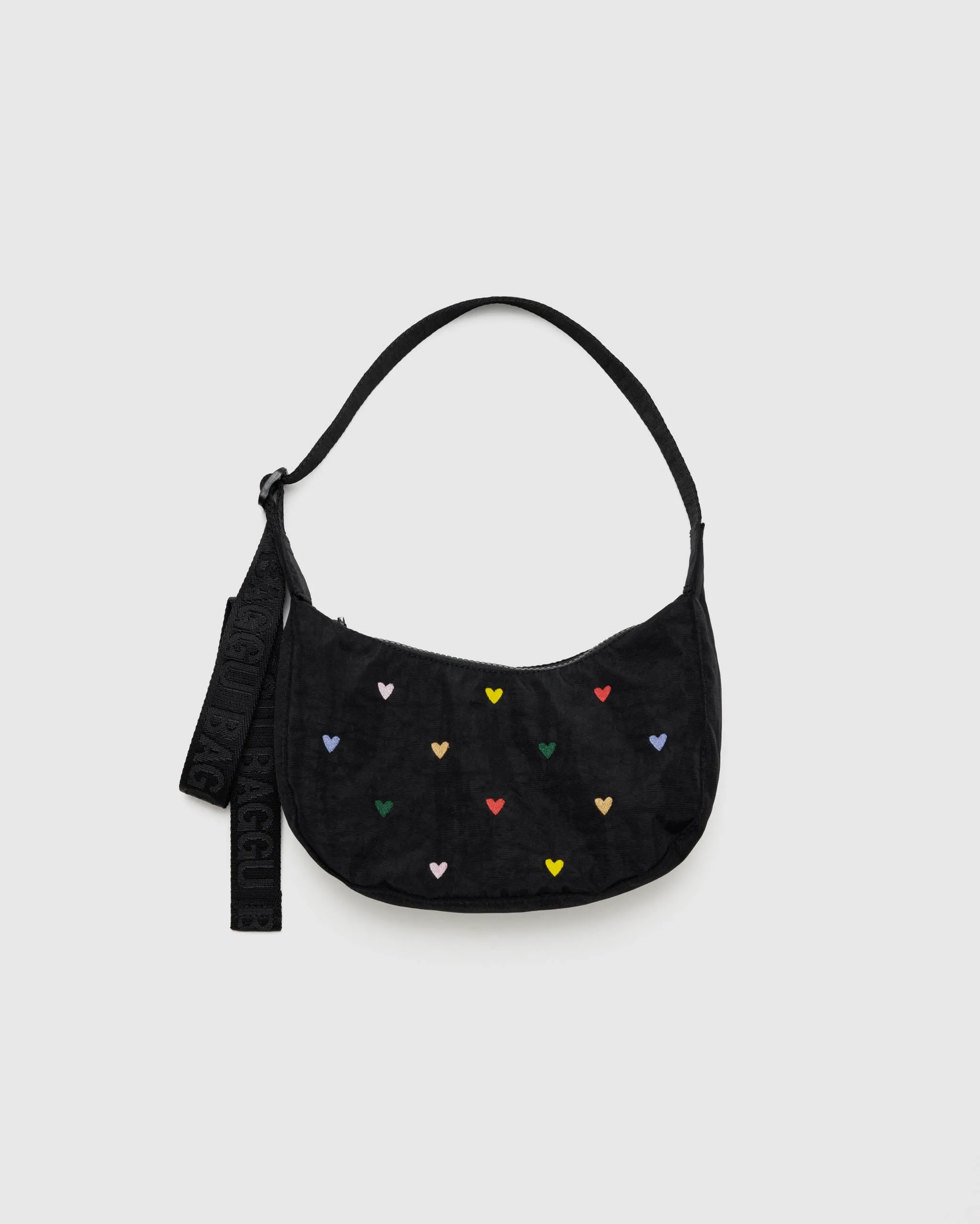 Baggu | Small Nylon Crescent Bag - Embroidered Hearts sold by Fort