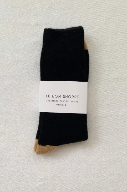 Le Bon Shoppe | Extended Cashmere Classic Socks - Black sold by Fort