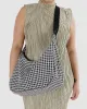 Baggu | Medium Nylon Crescent Bag - Black & White Gingham sold by Fort