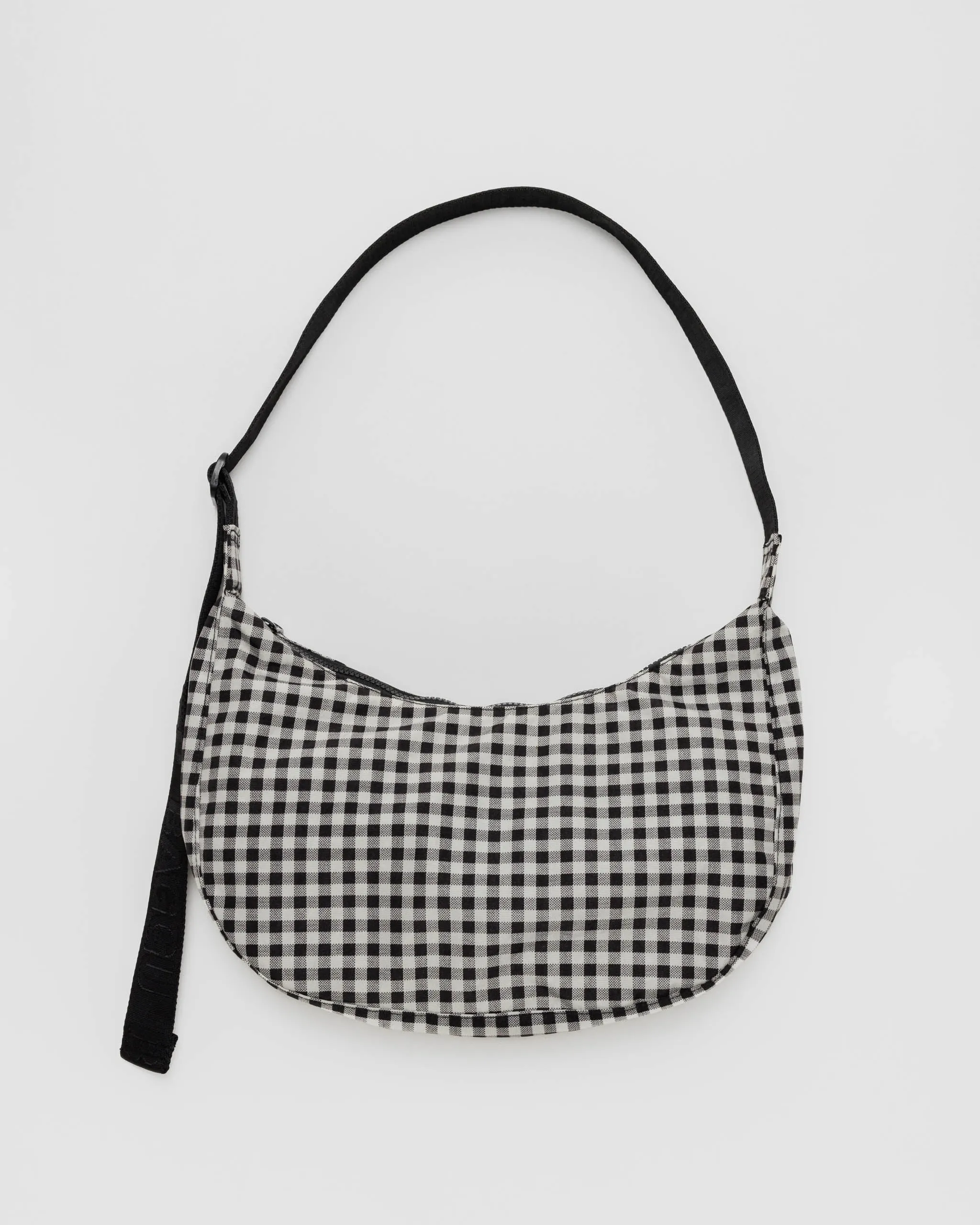 Baggu | Medium Nylon Crescent Bag - Black & White Gingham sold by Fort
