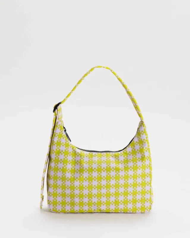 Baggu | Mini Nylon Shoulder Bag - Pistachio Pixel Gingham sold by Fort