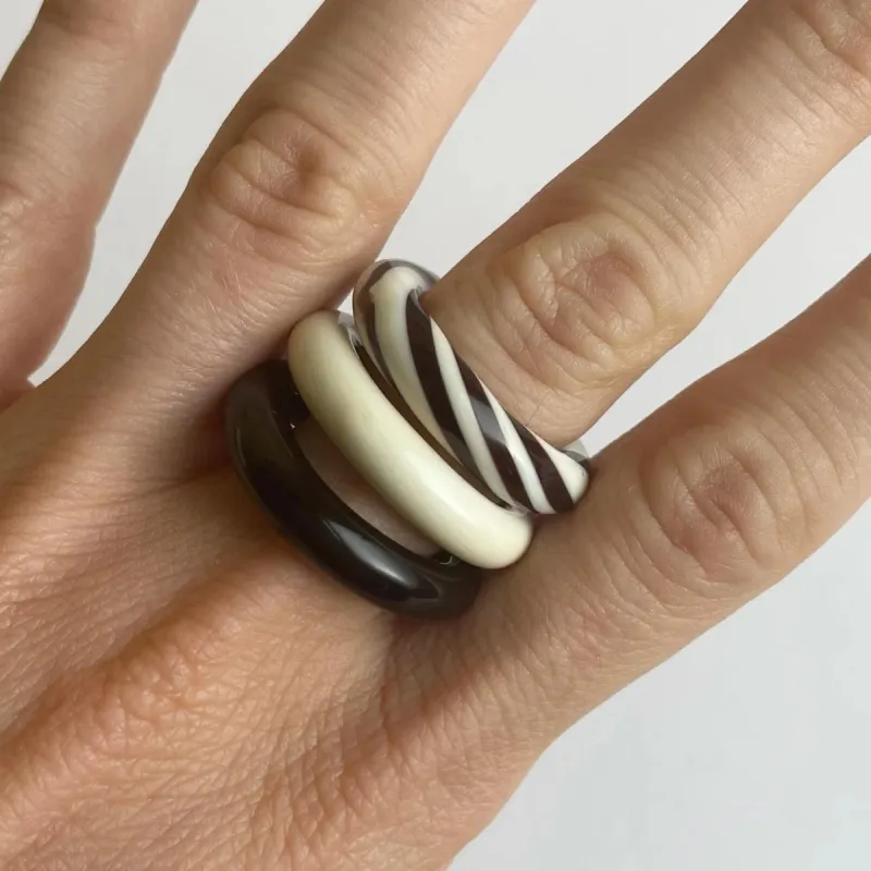 Sandralexandra | Liquorice Ring - Black & Ivory sold by Fort