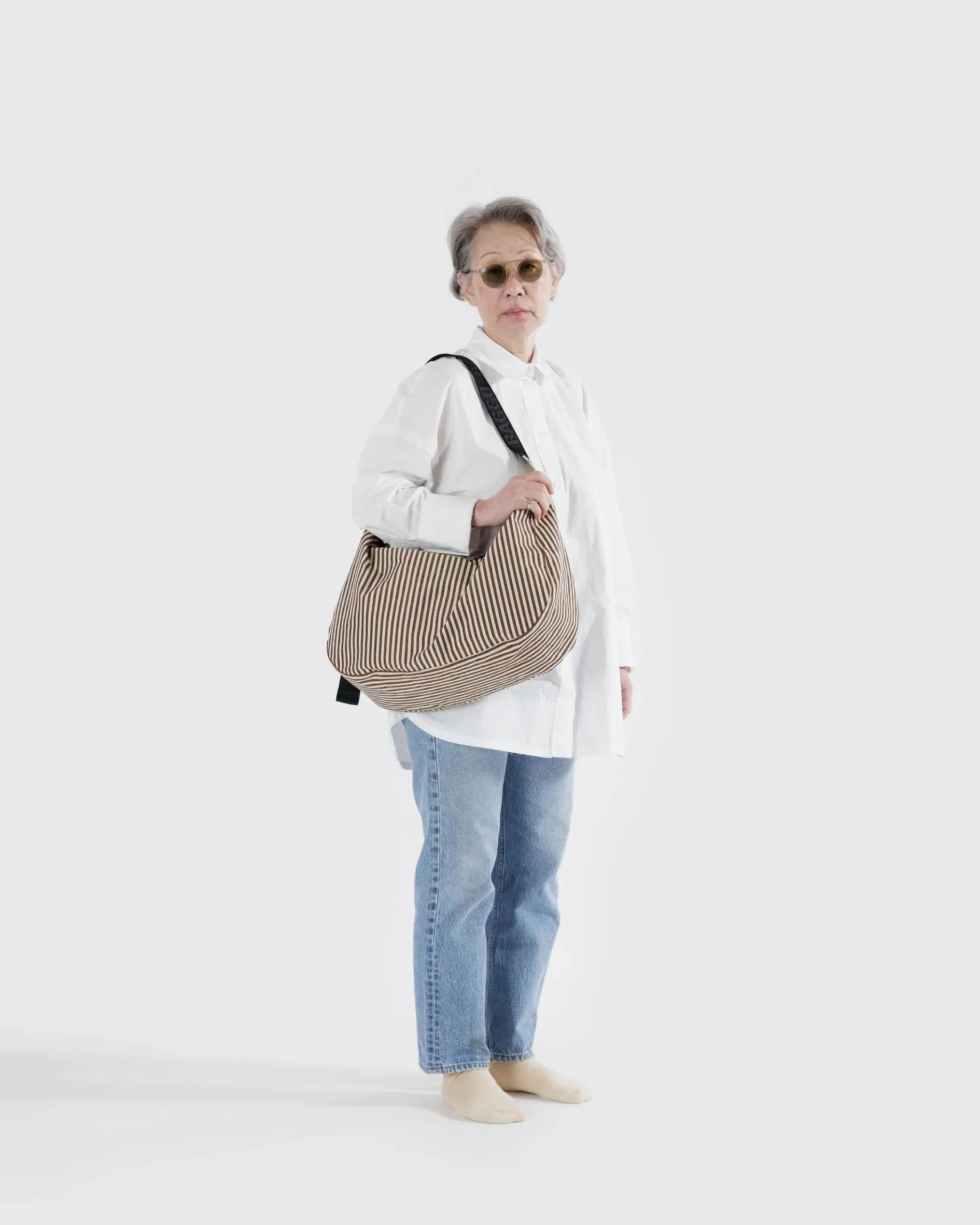 Baggu | Large Nylon Crescent Bag - Brown Stripe sold by Fort product image thumbnail 2