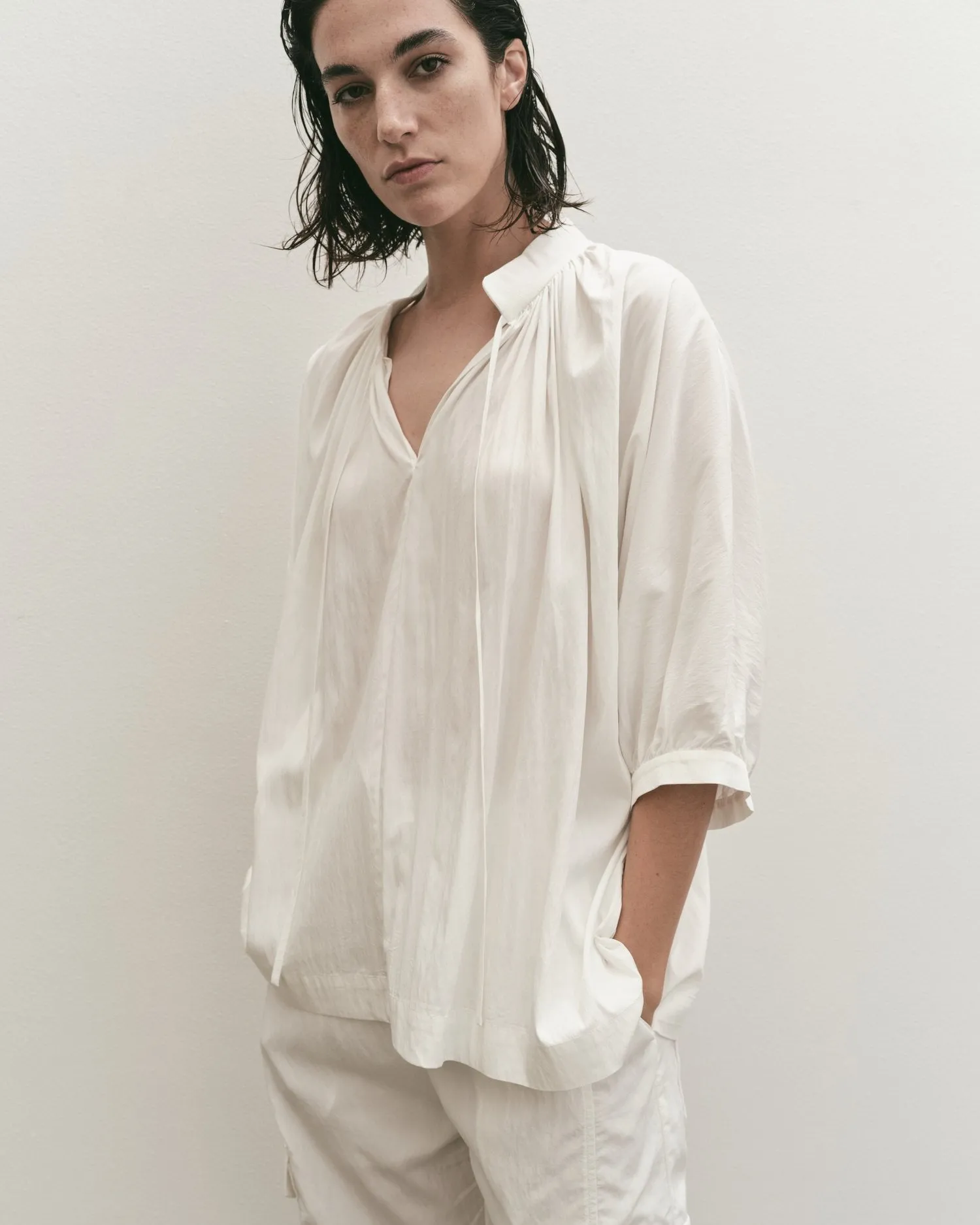 Mijeong Park | Shirred Blouse - White sold by Fort