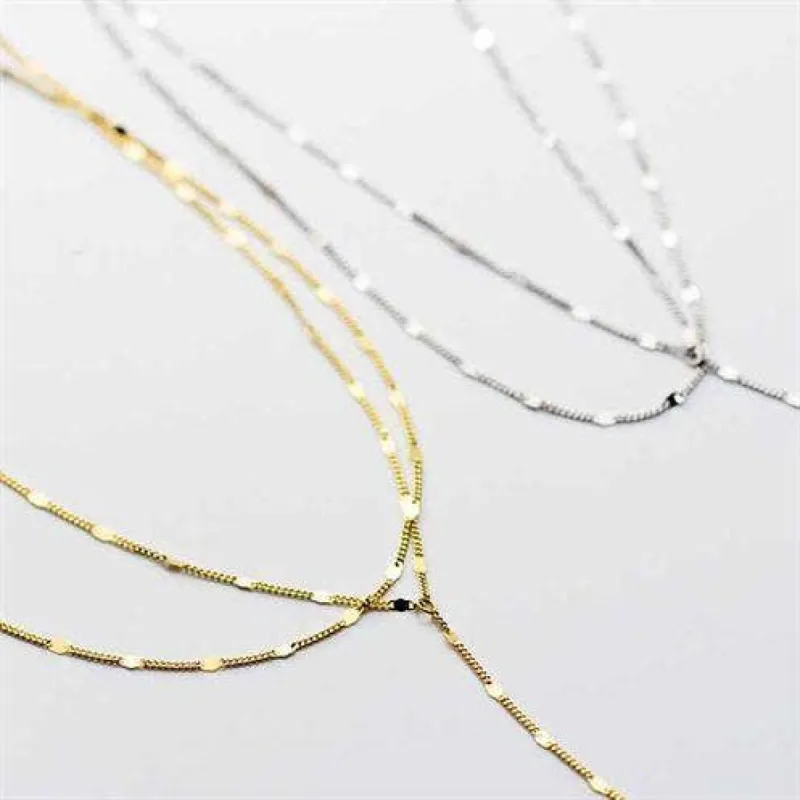 Love Local Jewelry | Ava Y Drop Double Layer Necklace - Silver sold by Fort